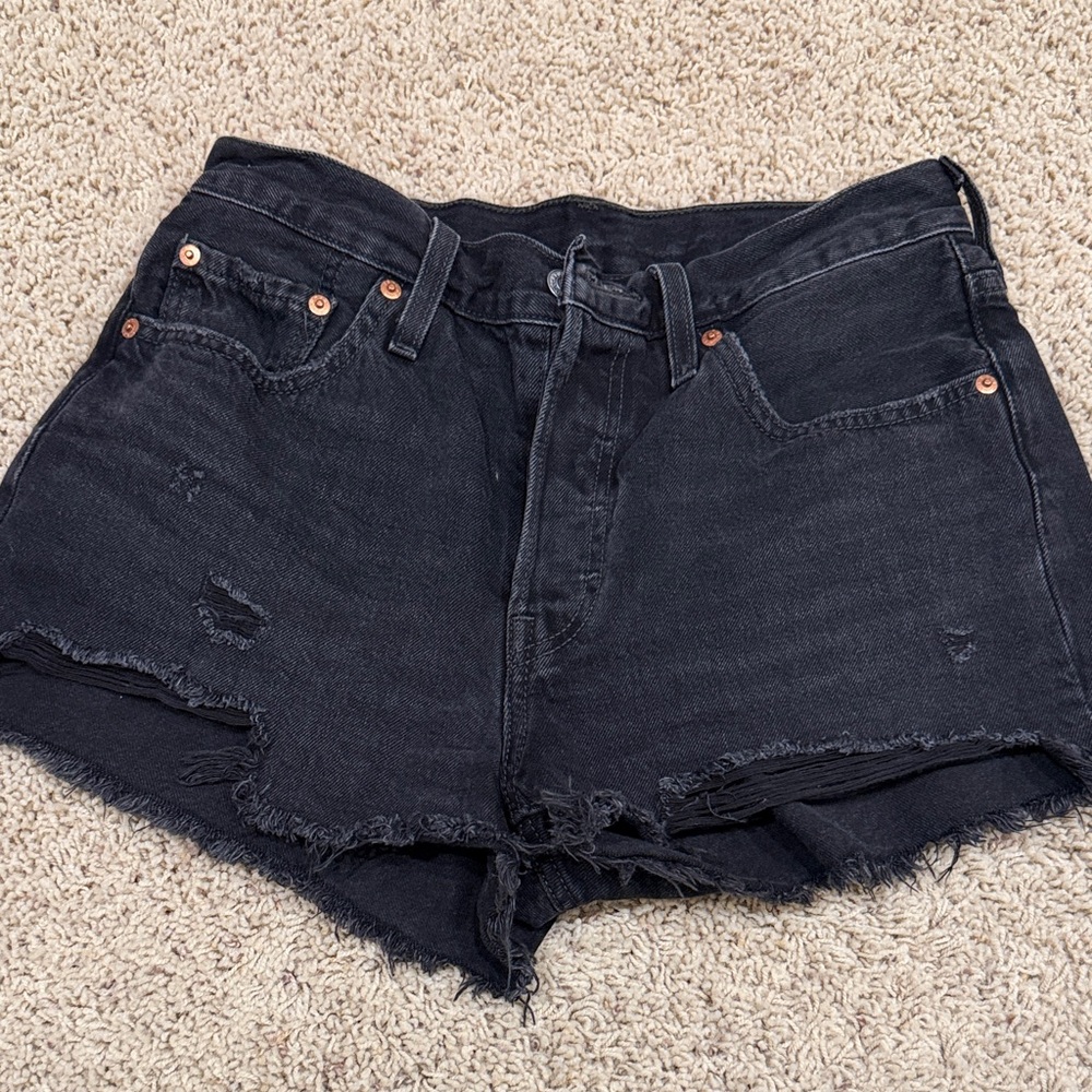 Levi's Black Distressed Jean Shorts